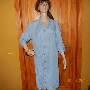 Casual Work Chambray Denim Shirt Dress sz 16 (wd28)